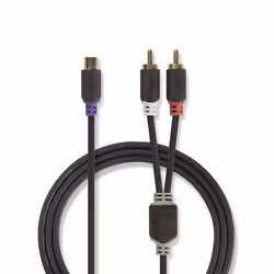 Nedis CABW24020AT02, 2 x RCA, Mâle, RCA, Femelle, 0,2 m, Anthracite