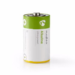 Nedis BAAKLR202BL, Batterie à usage unique, D, Alcaline, 1,5 V, 2 pièce(s), Vert, Jaune