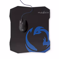 Nedis GMMP100BK, Droitier, Optique, USB Type-A, 2400 DPI, Noir, Bleu
