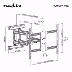 Nedis TVWM6570BK support pour téléviseur 2,29 m (90") Noir - Vue supplémentaire 8