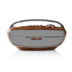 Radio portable rétro Bluetooth Nedis - Bois et argent - Lecteur numérique et radio FM - Batterie rechargeable