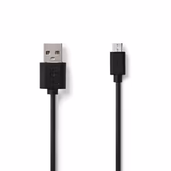 Nedis CCGP60500BK10, 1 m, USB-A, Micro-USB B, USB 2.0, Mâle/Mâle, Noir