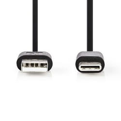 Nedis CCGP60600BK01 câble USB 0,1 m USB 2.0 USB-C USB-A Noir
