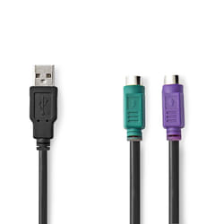 Nedis CCGP60830BK03 câble PS/2 0,3 m 2x 6-p Mini-DIN USB A Noir