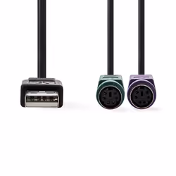 Nedis CCGP60830BK03 câble PS/2 0,3 m 2x 6-p Mini-DIN USB A Noir