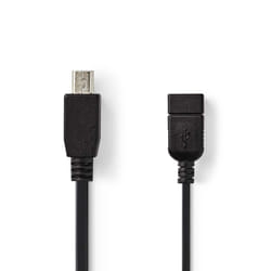 Nedis CCGP60315BK02 câble USB 0,2 m USB 2.0 USB A Noir
