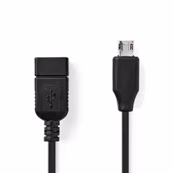Nedis CCGP60515BK02, 0,2 m, USB A, Micro-USB B, USB 2.0, 480 Mbit/s, Noir