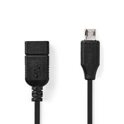Nedis CCGP60515BK02 câble USB 0,2 m USB 2.0 USB A Micro-USB B Noir