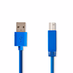 Nedis CCGP61100BU20, 2 m, USB A, USB B, USB 3.2 Gen 1 (3.1 Gen 1), Bleu