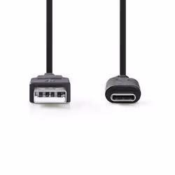 Nedis CCGP61650BK10, 1 m, USB A, USB C, USB 3.2 Gen 2 (3.1 Gen 2), 10 Mbit/s, Noir