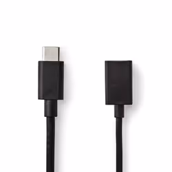 Nedis CCGP61710BK02, 0,15 m, USB-C, USB A, USB 3.2 Gen 1 (3.1 Gen 1), Mâle/Femelle, Noir