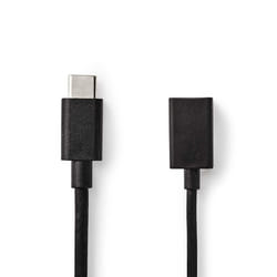 Nedis CCGP61710BK02 câble USB 0,15 m USB 3.2 Gen 1 (3.1 Gen 1) USB-C USB A Noir