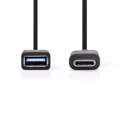 Nedis CCGP61710BK02 câble USB 0,15 m USB 3.2 Gen 1 (3.1 Gen 1) USB-C USB A Noir