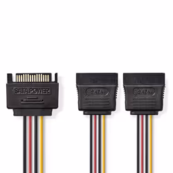 Nedis CCGP73190VA015, 0,15 m, 2 x SATA 15 broches, SATA 15 broches, Mâle, Femelle, Droit