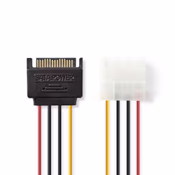 Nedis CCGP73520VA015, 0,15 m, 2 x SATA 15 broches, Molex (4-pin), Mâle, Femelle, Droit