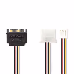 Nedis CCGP73550VA015, 0,15 m, SATA 15 broches, Mâle, Femelle, Droit, Droit