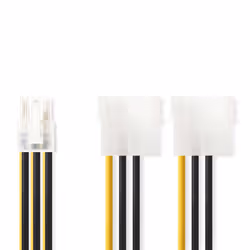 Nedis CCGP74210VA015, 0,15 m, PCI-E (6-pin), 2 x Molex (4-pin), Mâle, Femelle, Droit