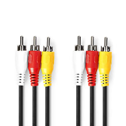 Nedis CVGP24300BK30 câble video composite 3 m 3 x RCA Rouge, Blanc, Jaune