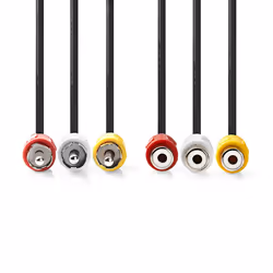 Nedis CVGP24305BK50 câble video composite 5 m 3 x RCA Rouge, Blanc, Jaune