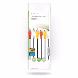 Nedis CVGP24305BK50 câble video composite 5 m 3 x RCA Rouge, Blanc, Jaune
