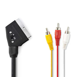 Nedis CVGP31130BK10 Câble SCART 1 m 3 x RCA Noir