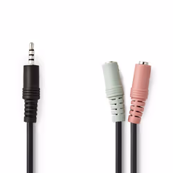 Nedis CAGP22150BK02, 2 x 3.5mm, Femelle, 3,5mm, Mâle, 0,2 m, Noir