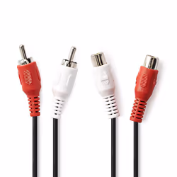 Nedis CAGP24205BK20, 2 x RCA, 2 x RCA, Acier plaqué de cuivre (ccs), 2 m, Noir
