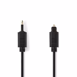 Nedis CAGP25100BK10, TOSLINK, Mâle, Mâle, Fibre optique, 1 m, Noir