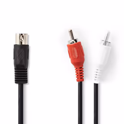 Nedis CAGP20200BK10, DIN (5-pin), 2 x RCA, Acier plaqué de cuivre (ccs), 1 m, Noir