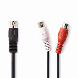Nedis CAGP20250BK02, DIN (5-pin), 2 x RCA, Acier plaqué de cuivre (ccs), 0,2 m, Noir