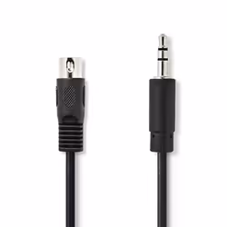 Nedis CAGP20100BK20, DIN (5-pin), Mâle, 3,5mm, Mâle, 2 m, Noir