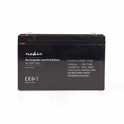 Nedis BALA100006V, Sealed Lead Acid (VRLA), 6 V, 1 pièce(s), Noir, 10000 Ah, 53 mm