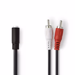 Nedis CAGB22255BK02, 2 x RCA, Mâle, 3,5mm, Femelle, 0,2 m, Noir