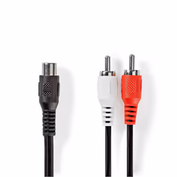 Nedis CAGB24020BK02, RCA, Femelle, 2 x RCA, Mâle, 0,2 m, Noir