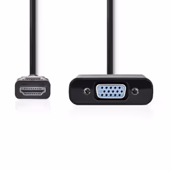 Nedis CCGB34900BK02 câble vidéo et adaptateur 0,2 m HDMI Type A (Standard) VGA (D-Sub) + 3,5 mm Noir