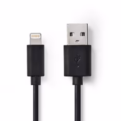 Nedis CCGB39300BK10, 1 m, USB A, Lightning, Mâle, Mâle, Noir