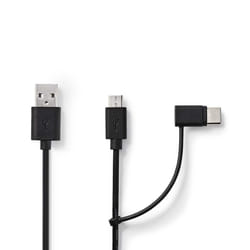 Nedis CCGB60610BK10 câble USB 1 m USB 3.2 Gen 1 (3.1 Gen 1) USB A USB C/Micro-USB B Noir