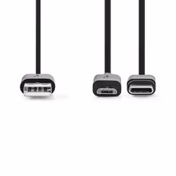 Nedis CCGB60610BK10 câble USB 1 m USB 3.2 Gen 1 (3.1 Gen 1) USB A USB C/Micro-USB B Noir