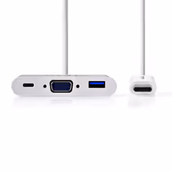 Nedis CCGB64760WT02 câble vidéo et adaptateur 0,2 m USB Type-C USB Type-C + USB Type-A + VGA (D-Sub) Blanc
