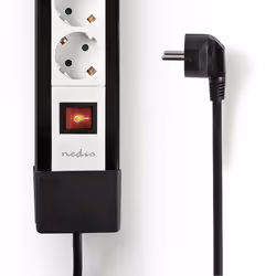 Nedis EXSO430F1PRO multiprise 3 m 4 sortie(s) CA Intérieure Noir, Blanc