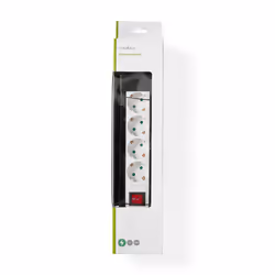 Nedis EXSO430F1PRO multiprise 3 m 4 sortie(s) CA Intérieure Noir, Blanc