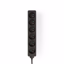 Nedis EXSO615E1BK, Intérieure, IP20, Noir, 6 sortie(s) CA, 230 V, 3680 W