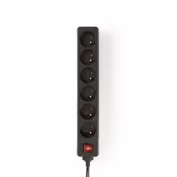 Nedis EXSO615E2BK, Intérieure, IP20, Noir, 6 sortie(s) CA, 230 V, 3680 W