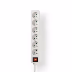 Nedis EXSO615E2WT, Intérieure, IP20, Blanc, 6 sortie(s) CA, 230 V, 3680 W