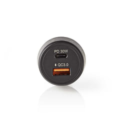 Nedis CCPD30W100BK chargeur d'appareils mobiles Smartphone Noir Allume-cigare Charge rapide Auto