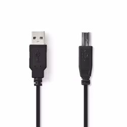 Nedis CCGT60100BK20, 2 m, USB A, USB B, USB 2.0, 480 Mbit/s, Noir