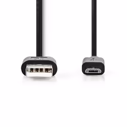 Nedis CCGT60500BK20, 2 m, USB A, Micro-USB A, USB 2.0, 480 Mbit/s, Noir