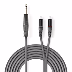 Nedis COTH23300GY15, 6,35 mm, Mâle, 2 x RCA, Mâle, 1,5 m, Gris