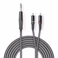 Nedis COTH23300GY30, 6,35 mm, Mâle, 2 x RCA, Mâle, 3 m, Gris