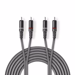 Nedis COTH24200GY15, 2 x RCA, Mâle, 2 x RCA, Mâle, 1,5 m, Gris